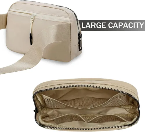 Vista 30 de Cangurera cruzada para mujer, mini bolsa para cinturón de 1 litro con correa ajustable de 32 a 51 pulgadas, bolsa de cintura pequeña para viajes