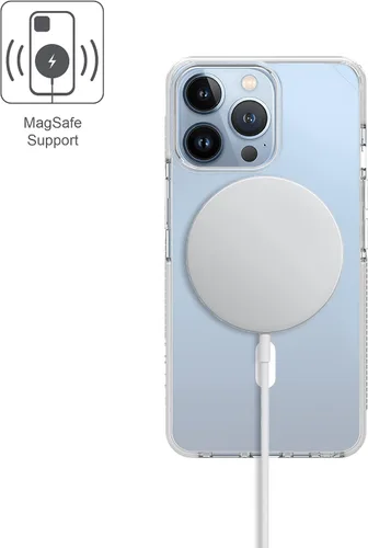 Vista 8 de Armor Funda de firma compatible con MagSafe, para iPhone serie 13 (iPhone 13 Pro Max, transparente con cinta gris)