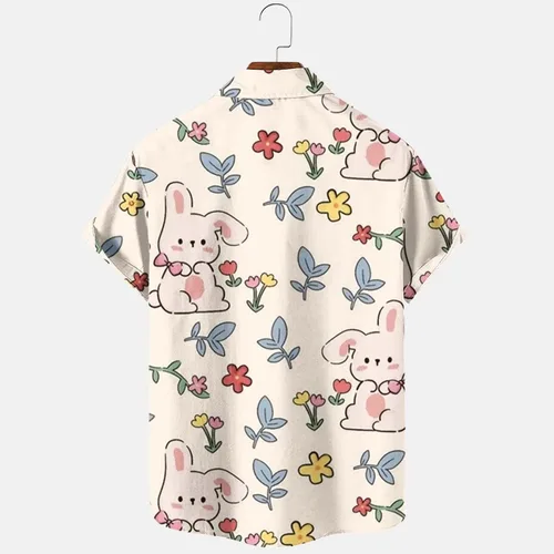 Vista 4 de SMIDOW Lindas camisas de Pascua para hombre, con botones, manga corta, casual, verano, playa, vacaciones, hawaiana, Aloha de moda 2023