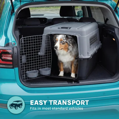 Vista 9 de [Usado] SportPet - Perrera de viaje grande de 31.5 pulgadas, compatible con aerolíneas, transportadora de mascotas de plástico duradero con ruedas