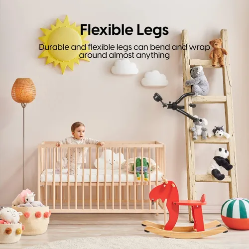 Vista 3 de TalkWorks 14036 - Soporte de trípode con patas flexibles para posición, compatible con cámara Nest, trípode de viaje multiusos con cabezal giratorio