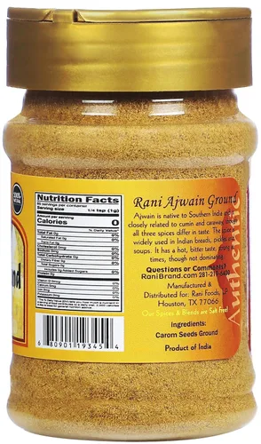 Vista 2 de Rani Ajwain Polvo (Carom Bishops Weed) Especias molidas 3oz (85g) Tarro PET ~ Todo natural Vegano Apto para gluten Sin OMG Kosher Origen