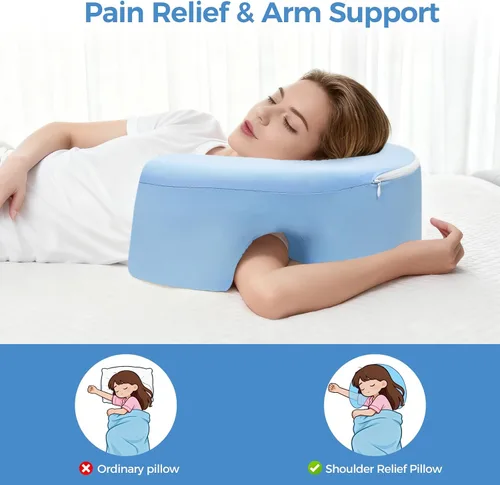 Vista 4 de Almohada de espuma viscoelástica para dormir de lado, alivio del dolor de hombro, cojín ergonómico de apoyo cervical