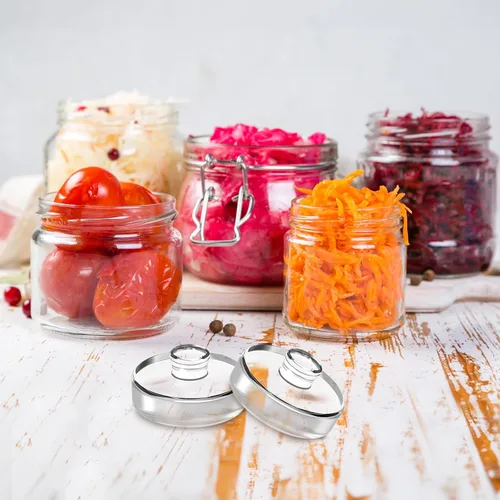 Vista 6 de Jucoan Paquete de 9 pesos de fermentación de vidrio con mango de fácil agarre, pesos de fermentación de vidrio pesado para frascos Mason de boca