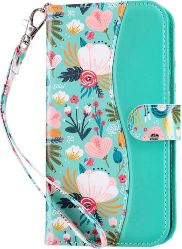 Vista 27 de ULAK Compatible con iPhone 12 Pro Max Funda Cartera con Portarjetas, Funda de Cuero PU con Soporte Plegable Ranuras para Tarjetas Correa de Muñeca
