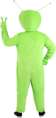 Vista 3 de Adult Alien Costume, Classic Green Extraterrestrial Jumpsuit, Oversized Martian Outfit