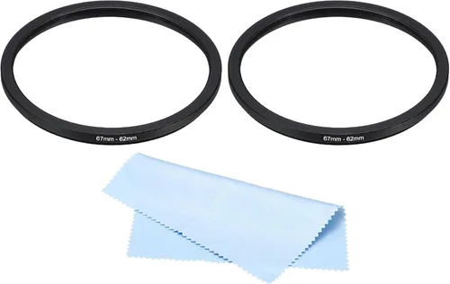 Vista 8 de PATIKIL Anillo de metal con paño de limpieza, paquete de 2 anillos adaptadores de filtro de lente de cámara, anillo adaptador de filtro de aluminio