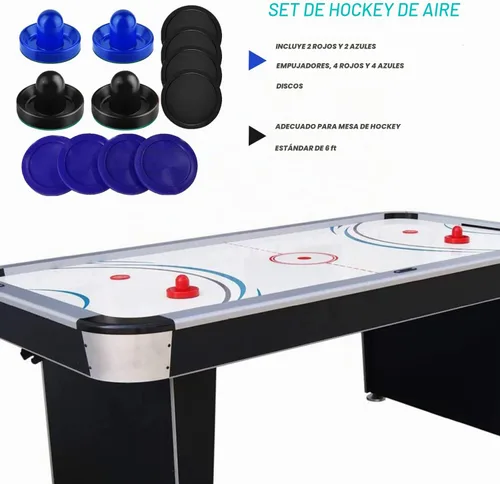 Vista 2 de Air Hockey Pucks and Pushers Replacement Set, Table Accessories Azul/Negro