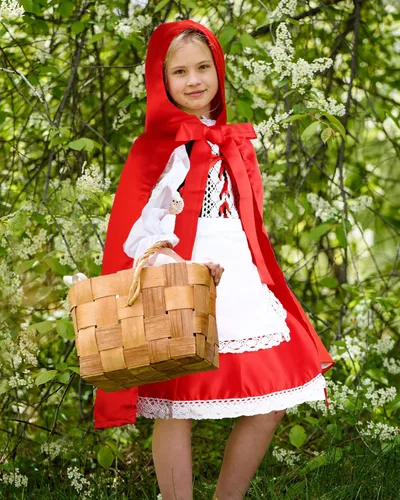 Vista 7 de Conjunto de disfraz de capucha para montar con capucha roja para cosplay con capa y diadema para niñas