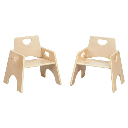 Vista 18 de ECR4Kids Silla apilable de madera para niños pequeños, 15 cm, Muebles para niños, Lavado gris, 2 unidades Gris (Grey Wash)