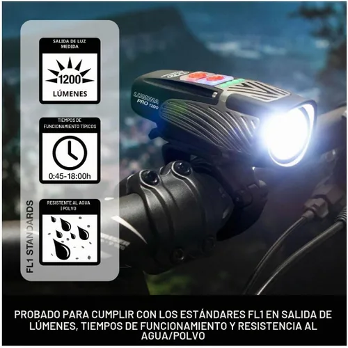 Vista 2 de NiteRider Lumina Pro 1200 + Vmax+ 150 Juego de luces para bicicleta USB-C recargable para bicicleta faros delanteros y traseros LED Combo IP64