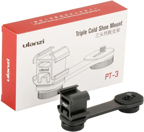 Vista 7 de ULANZI PT-3 Placas de montaje de zapata fría triple para micrófono de montaje de luz de video LED para trípode de micrófono Compatible con DJI OSMO