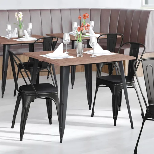 Vista 10 de BizChair Silla apilable comercial para interiores y exteriores con asiento de poliestireno, marco de metal dorado envejecido, asiento de poliresina
