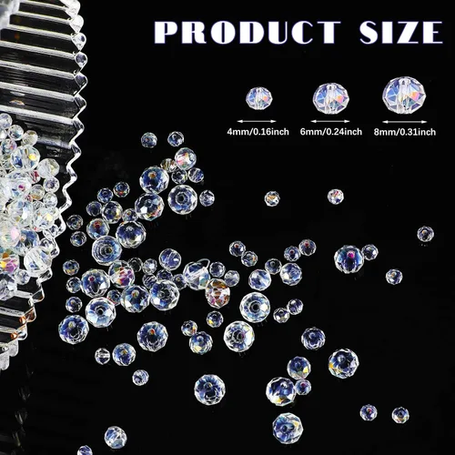 Vista 2 de 1000 piezas de cuentas de vidrio en masa, cuentas de cristal surtidas para hacer joyería, cuentas facetadas de Briolette coloridas para manualidades