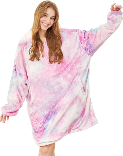 Vista 8 de Felicigeely Blanket Hoodie Wearable Blanket Sweatshirt Oversized Hooded Blanket Sweater Gift for Women