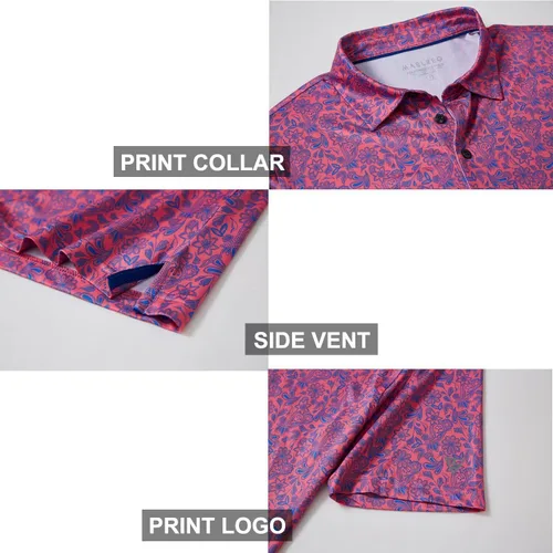 Vista 4 de Golf Shirts for Men Dry Fit Short Sleeve Print Performance Moisture Wicking Polo Shirt