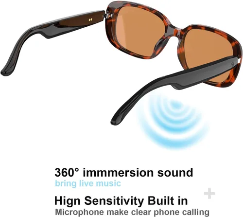 Vista 5 de Gafas de sol inteligentes con audio Bluetooth con altavoces, protección UV400, lentes de bloqueo de luz azul para hombres y mujeres Uf-17