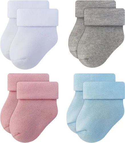 Vista 12 de RATIVE Baby Socks Soft Terry Turn Cuff For Newborns (0-6 Months)