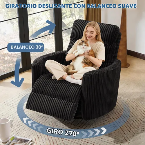 Vista 4 de SUNWAVE Silla reclinable reclinable de gran tamaño de 40 pulgadas para Negro