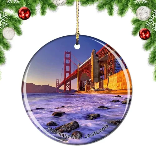 Vista 61 de California San Francisco 16 Avenue Tiled Steps USA Christmas Tree Ornamento Decoración Colgante Colgante Decoración Ciudad Viaje Souvenir Colección