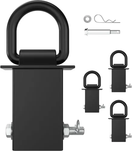 Vista 9 de DEEAGLE - Anillo en D para estaca de remolque de 18000 libras, 4 agujeros ajustables, paquete de 4 Hecho de acero resistente, revestimiento negro