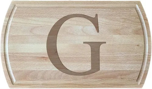 Vista 12 de Tabla de cortar de haya blanca grabada con elegante inicial, perfecta para cocinas sofisticadas del hogar y chefs profesionales
