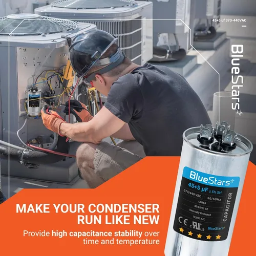Vista 9 de Blue Stars - Repuesto de condensador de arranque ovalado 3 µF/MFD ± 5% 370/440 VCA 50/60 Hz eléctrico, para aire acond. central, bomba de calor