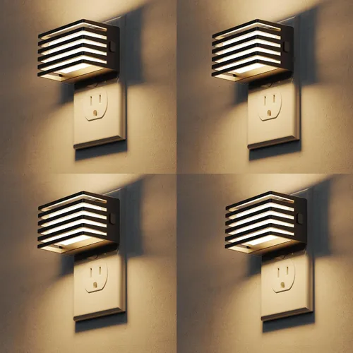 Vista 14 de L LOHAS LED Luces nocturnas enchufables a la pared, paquete de 2 luces nocturnas modernas con sensor de atardecer a amanecer, luz nocturna