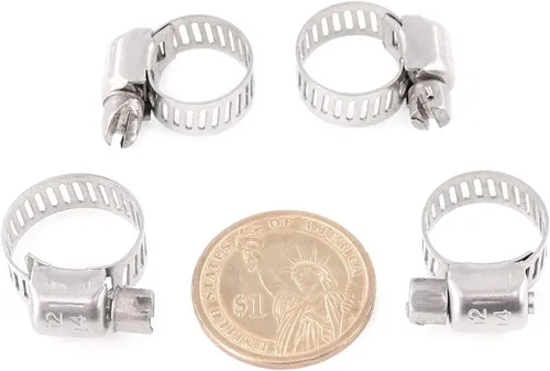 Vista 5 de Pinzas de abrazadera de manguera de engranaje helicoidal ajustables [8 a 0.472 in], kit surtido de abrazaderas para tubería de combustible, acero