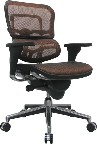 Vista 7 de Ergohuman Eurotech Seating - Silla giratoria de malla con respaldo medio, color rojo ciruela