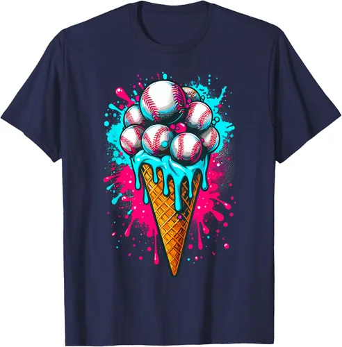 Vista 46 de Camiseta de béisbol de acuarela de helado de béisbol