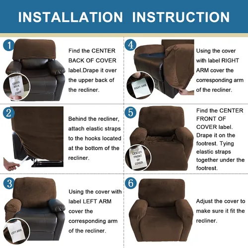 Vista 6 de 4 fundas de terciopelo grueso para silla reclinable, funda elástica para sofá reclinable de cuero, para sofá reclinable de casa rodante