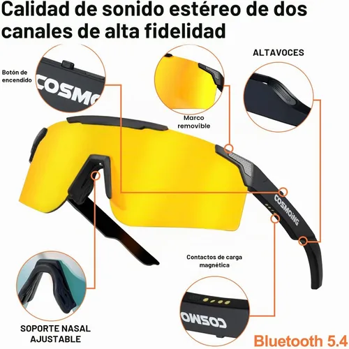 Vista 2 de Gafas de sol deportivas inteligentes, lentes de sol Bluetooth para ciclismo y mujeres, carga magnética Bluetooth 5.4 con protección UV, auriculares