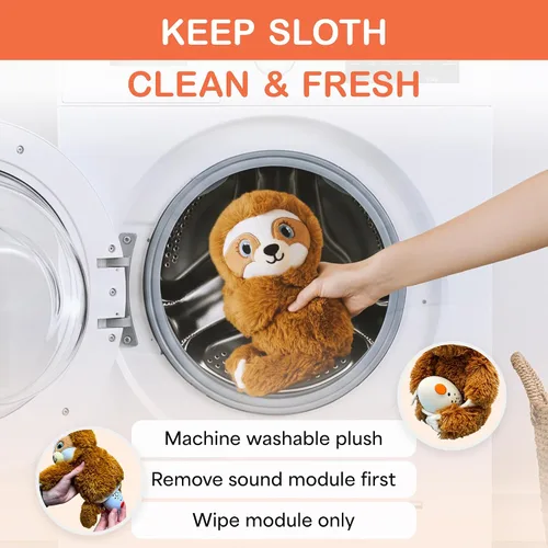 Vista 7 de Baby Shusher Shusher Sloth - Juguete calmante para bebé para dormir, chupete activado por llanto, animal de peluche para bebés y niños, sonidos