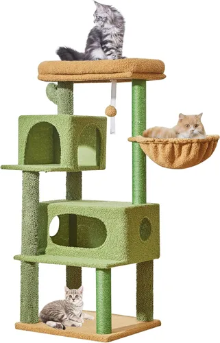 Vista 10 de Taoqimiao - Árbol para gatos, torre de 38.5 pulgadas para gatos de interior, adecuada para gatitos con lujoso condominio para gatos con cestas