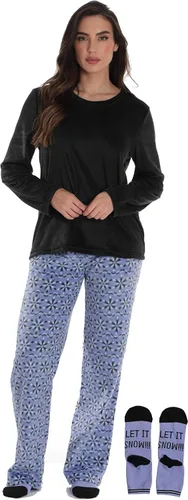 Vista 16 de Just Love Pajama Pants Set Womens with Socks negro - días festivos mixtos