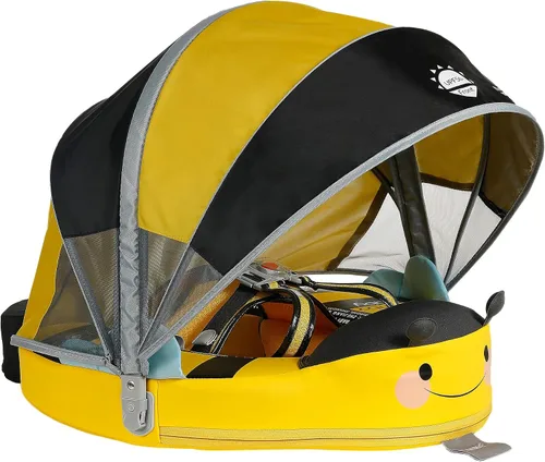 Vista 26 de Mambobaby Flotador con Cola para Bebé con Toldo, Flotador de Piscina Infantil, Entrenador de Natación para Bebés, Flotador de Agua sin Aire, Ángel