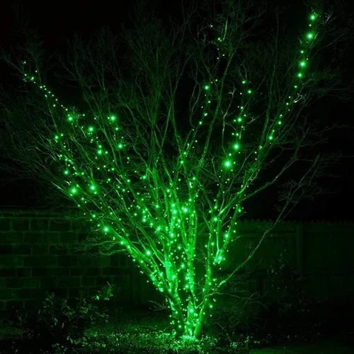 Vista 6 de kemooie 300 luces LED verdes de Navidad, 99 pies, 8 modos de parpadeo, enchufables, tira de luces de alambre verde, luces de Navidad impermeables