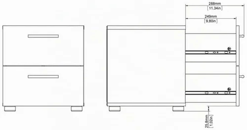 Vista 6 de Home Square Juego contemporáneo de 2 piezas para dormitorio con 2 cajones fácil de montar en trufa