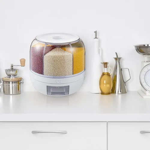 Vista 9 de YOUGE Dispensador giratorio de alimentos con 6 rejillas para almacenar alimentos secos