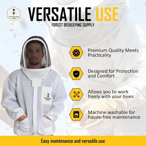Vista 2 de Chaqueta de abeja ventilada con capucha de velo de esgrima - Chaqueta de apicultor de malla de aire ultraligera