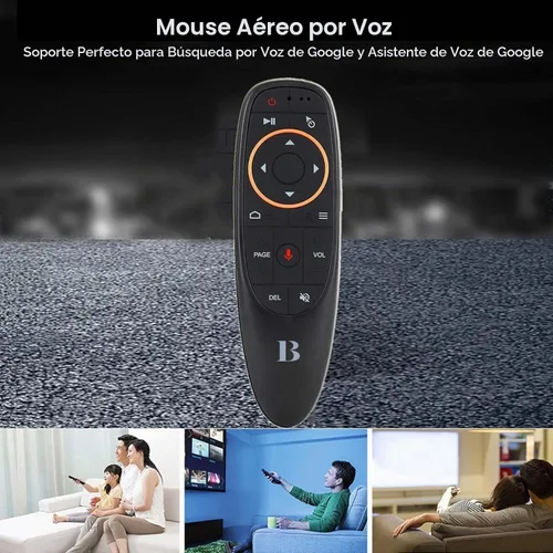 Vista 5 de BL Control remoto de mouse de aire, control remoto por voz 2.4G RF inalámbrico con giroscopio de 6 ejes IR aprendizaje, USB Air Mouse remoto