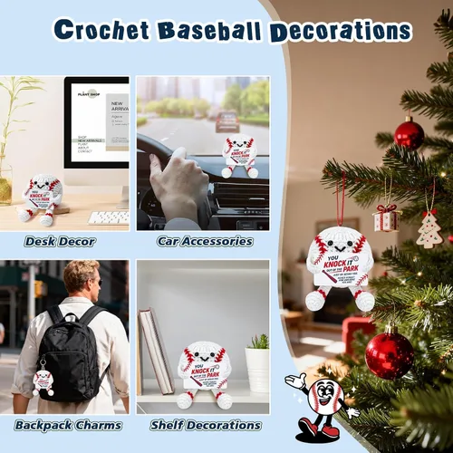 Vista 7 de Divertidos regalos de béisbol para niños y hombres, accesorios de pelotas de béisbol geniales, adornos de Navidad para jugadores amantes