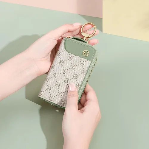 Vista 5 de GOLF SUPAGS Llavero de cuero PVC para mujer, portatarjetas, cartera con 6 ganchos, cierre a presión, llaves, organizador de dinero