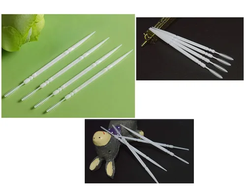 Vista 2 de LBY Palillos de dientes de plástico, palillos interdentales con cepillo y puntas planas de rombo, herramienta de limpieza de dientes caseros