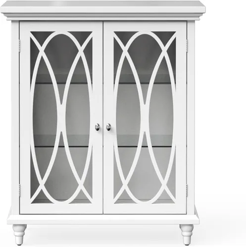 Vista 11 de Elegant Home Fashions Dawson gabinete sobre piso, Blanco Gabinete de corte cruzado