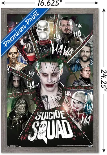 Vista 3 de Trends International DC Comics Movie - Escuadrón Suicida - Póster de pared circular, 14.725 x 22.375 pulgadas, versión enmarcada de madera de granero