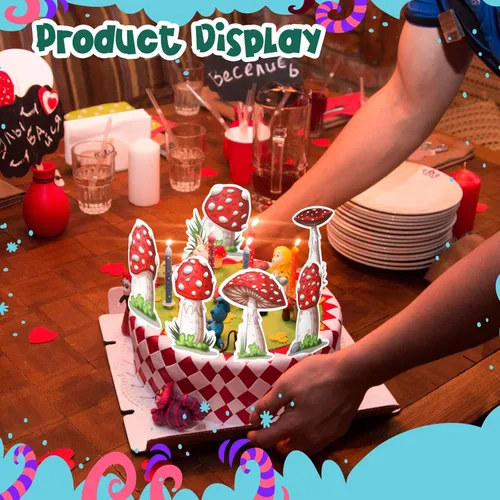 Vista 5 de Didaey 48 piezas de decoración de hongos para cupcakes para fiesta de cumpleaños de hongos, suministros de decoración de pastel de fiesta del país