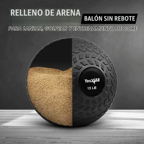 Vista 4 de Yes4All - Pelota de golpe rellena de arena para entrenamiento de fuerza Negro