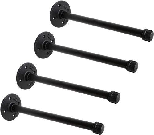 Vista 12 de Soportes industriales de tubo de hierro negro de 1/2 pulgada, soporte rústico para colgar en la pared, soportes de tubo personalizados para estantes